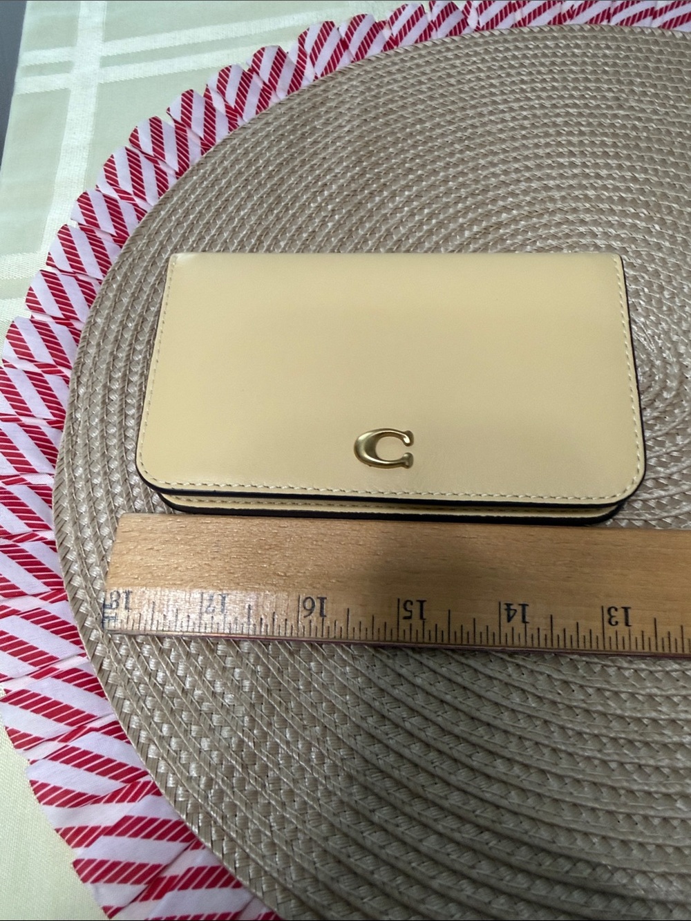Coach Small Smooth Leather Wallet in Pale Yellow